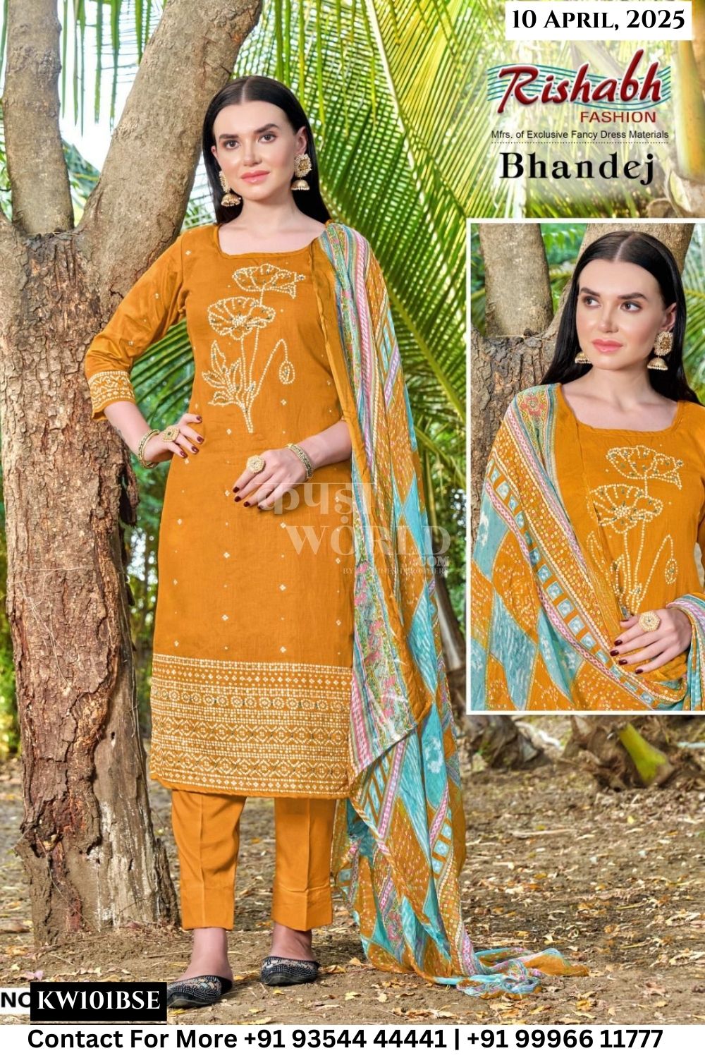 Rishab Fashion Catalogue - Bhandej: PURE JAM COTTON DISCHARGE FOIL INK PRINT WITH KHATLI HAND WORK CUT-2.50 mtr