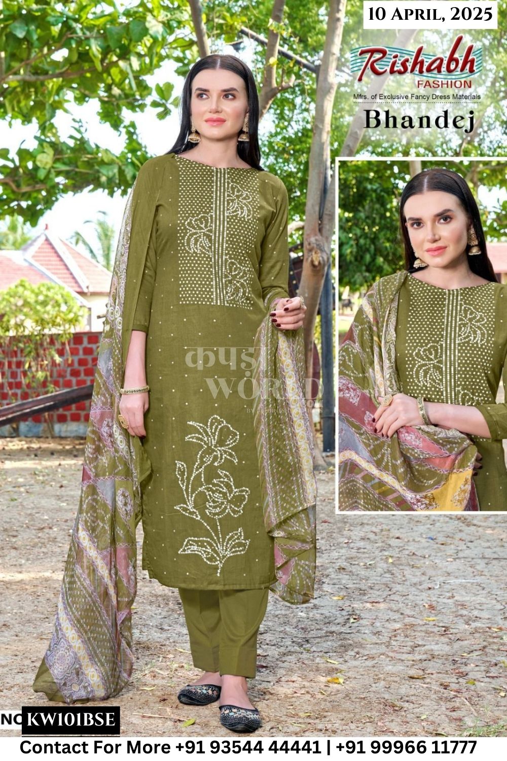 Rishab Fashion Catalogue - Bhandej: PURE JAM COTTON DISCHARGE FOIL INK PRINT WITH KHATLI HAND WORK CUT-2.50 mtr