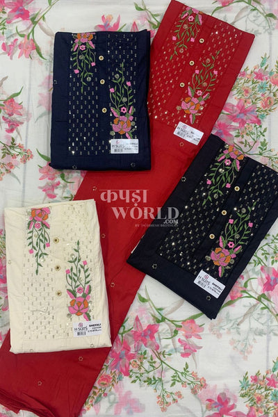 Ahmedabad Unstitched Slub Suit with Chiffon Dupatta (Set of 4)103No