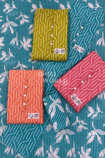 Ahmedabad Unstitched Slub Suit with Chiffon Dupatta (Set of 4)105No