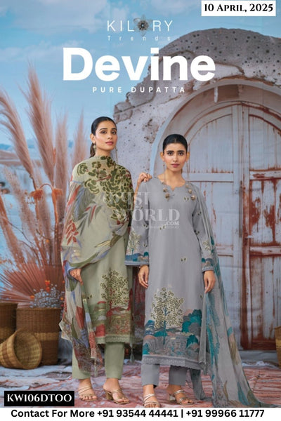 Kilory Catalogue - Devine: Designer Chiffon Dupatta Cotton Suit Catalog Supplier
