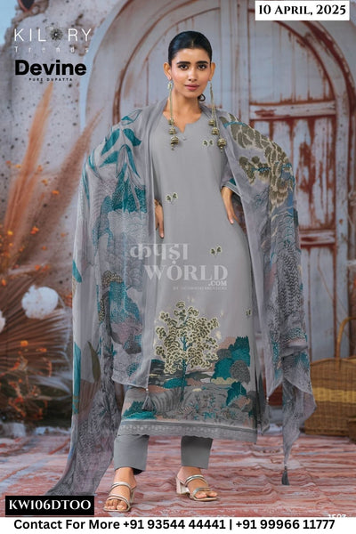 Kilory Catalogue - Devine: Designer Chiffon Dupatta Cotton Suit Catalog Supplier