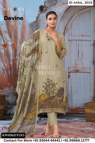Kilory Catalogue - Devine: Designer Chiffon Dupatta Cotton Suit Catalog Supplier