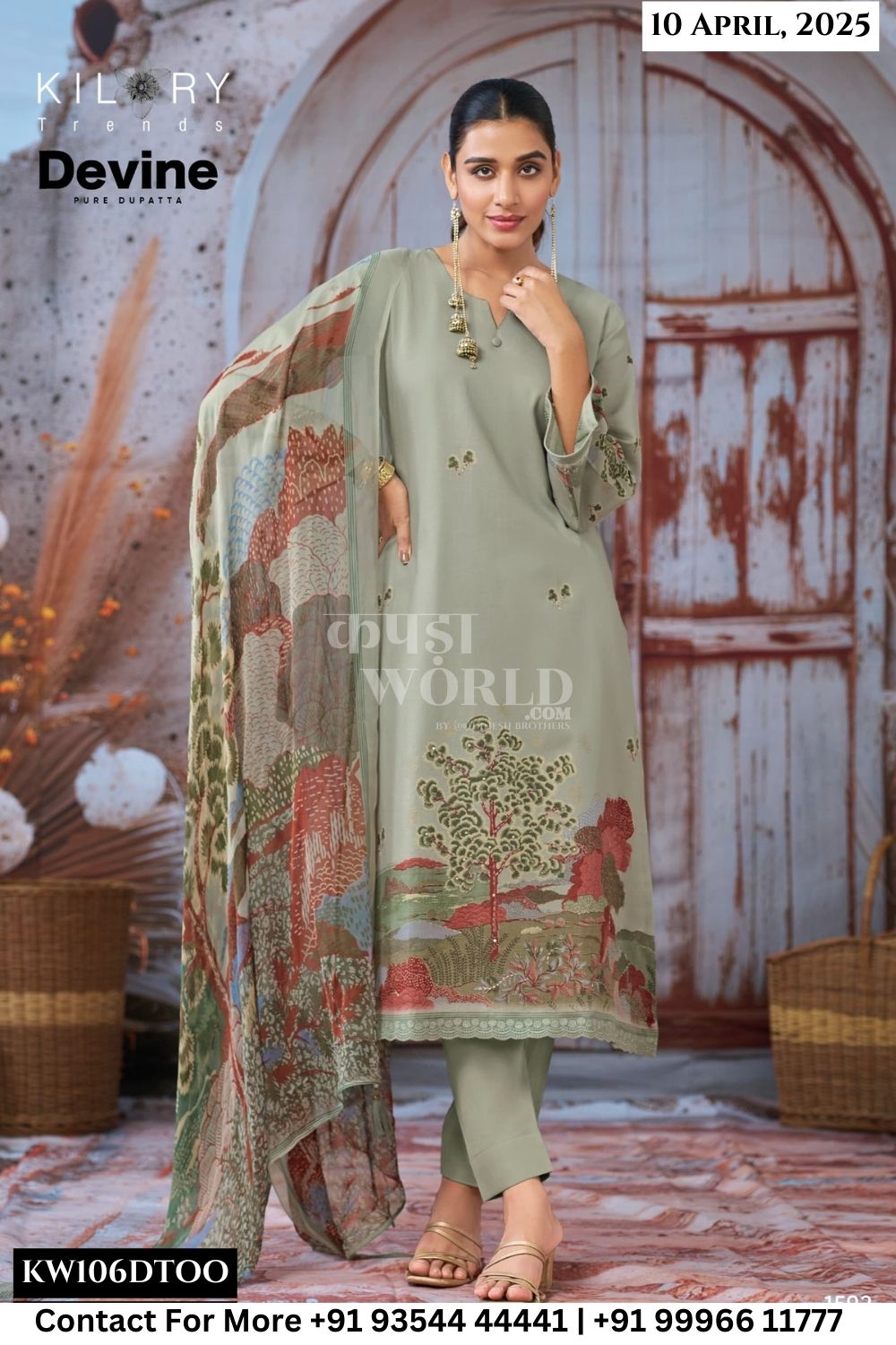 Kilory Catalogue - Devine: Designer Chiffon Dupatta Cotton Suit Catalog Supplier