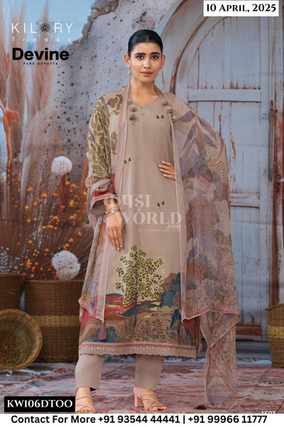 Kilory Catalogue - Devine: Designer Chiffon Dupatta Cotton Suit Catalog Supplier