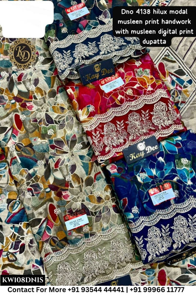 Kaydee - Fancy Cotton Suits With Half Work Pure Dupatta Patti:  (Set of 4)108No