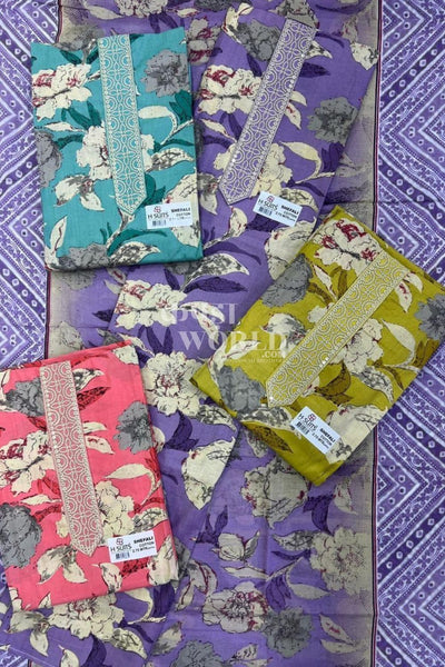 Ahmedabad Unstitched Slub Suit with Chiffon Dupatta (Set of 4)108No
