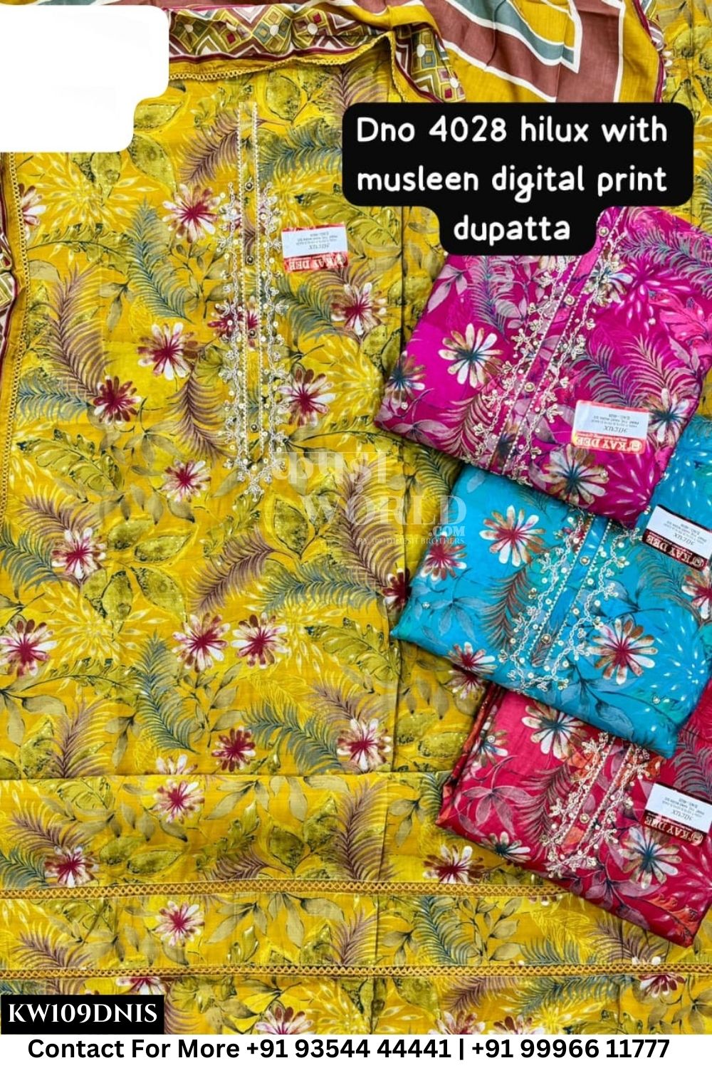 Kaydee - Fancy Cotton Suits With Half Work Pure Dupatta Patti:  (Set of 4)109No