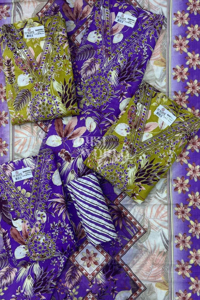 Ahmedabad Unstitched Slub Suit with Chiffon Dupatta (Set of 4)109No