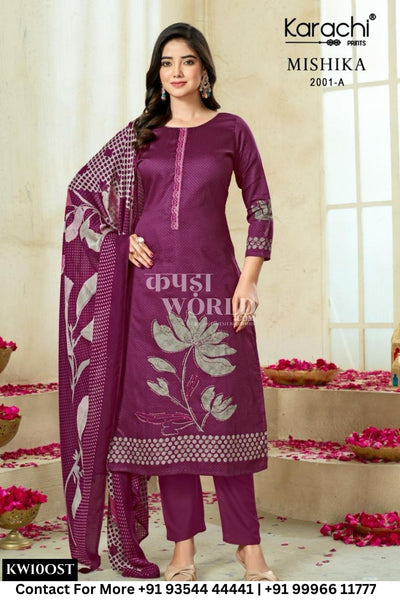 Karachi Catalogue - Mishika: Digital Printed Fancy Satin Suit Suppliers