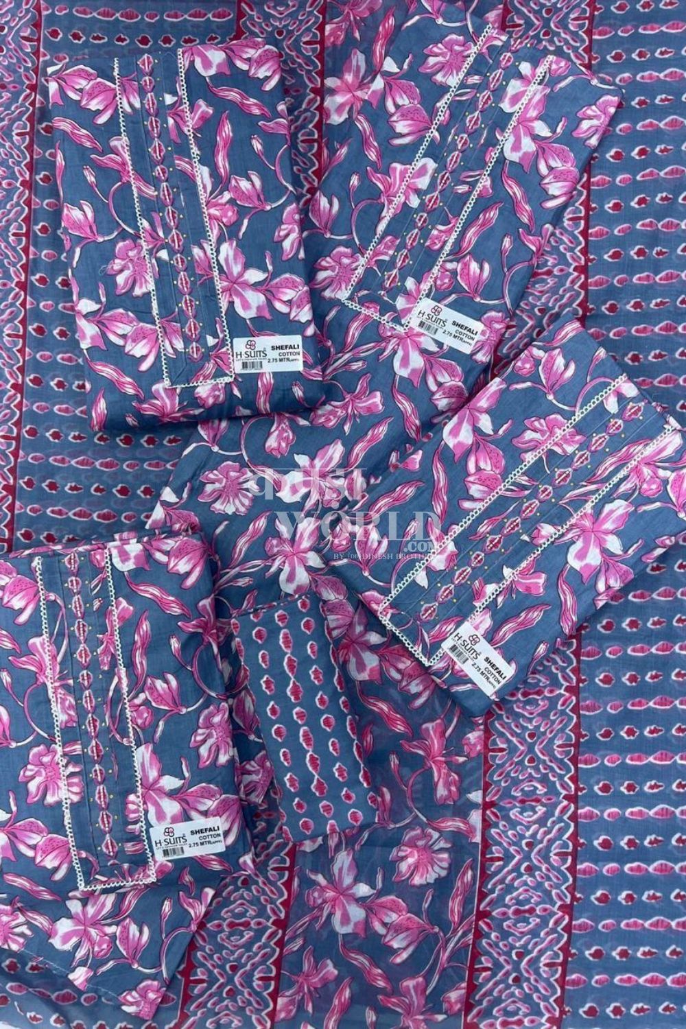 Ahmedabad Unstitched Slub Suit with Chiffon Dupatta (Set of 4)112No