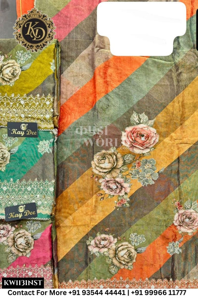 Kaydee - Fancy Cotton Suits With Half Work Pure Dupatta Patti:  (Set of 3)113No