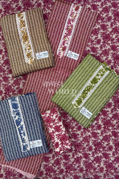 Ahmedabad Unstitched Slub Suit with Chiffon Dupatta (Set of 4)113No