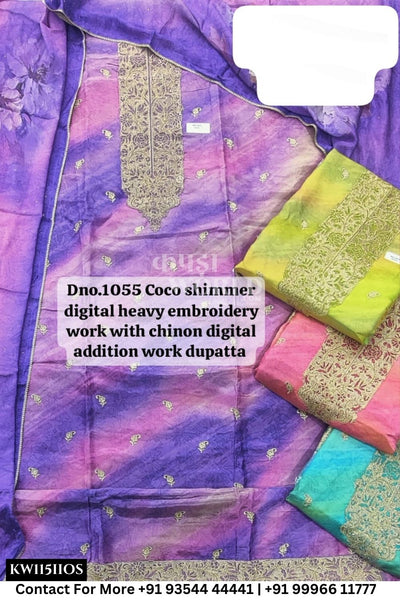 Kaydee - Fancy Cotton Suits With Half Work Pure Dupatta Patti:  (Set of 4)115No