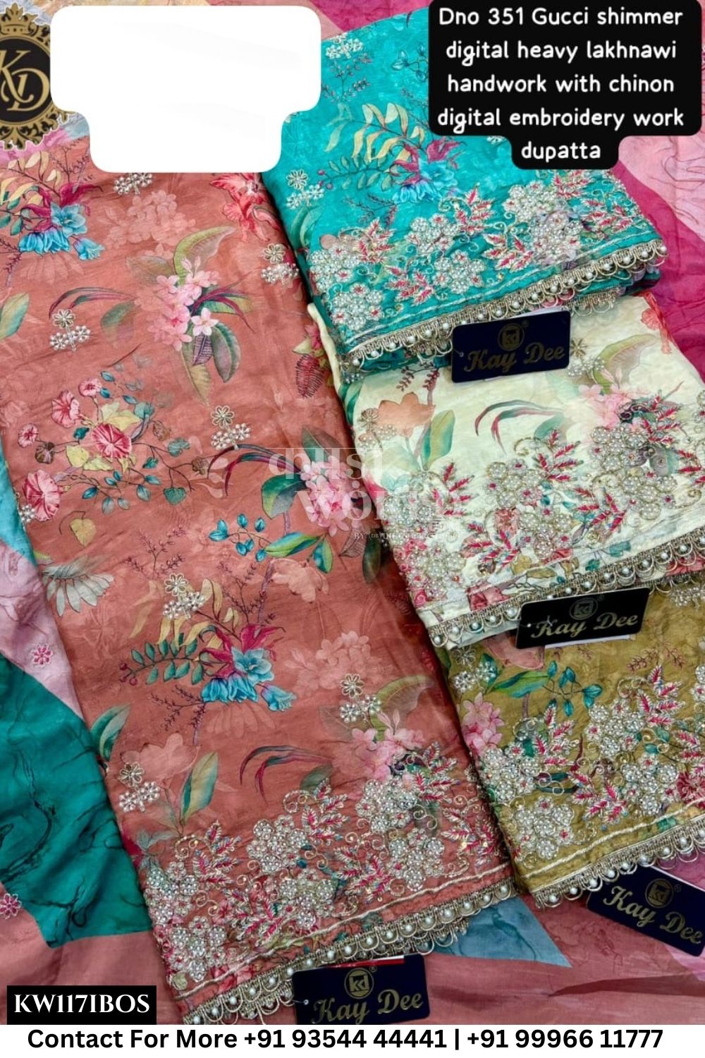 Kaydee - Fancy Cotton Suits With Half Work Pure Dupatta Patti:  (Set of 4)117No