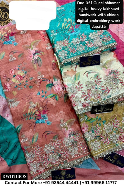 Kaydee - Fancy Cotton Suits With Half Work Pure Dupatta Patti:  (Set of 4)117No