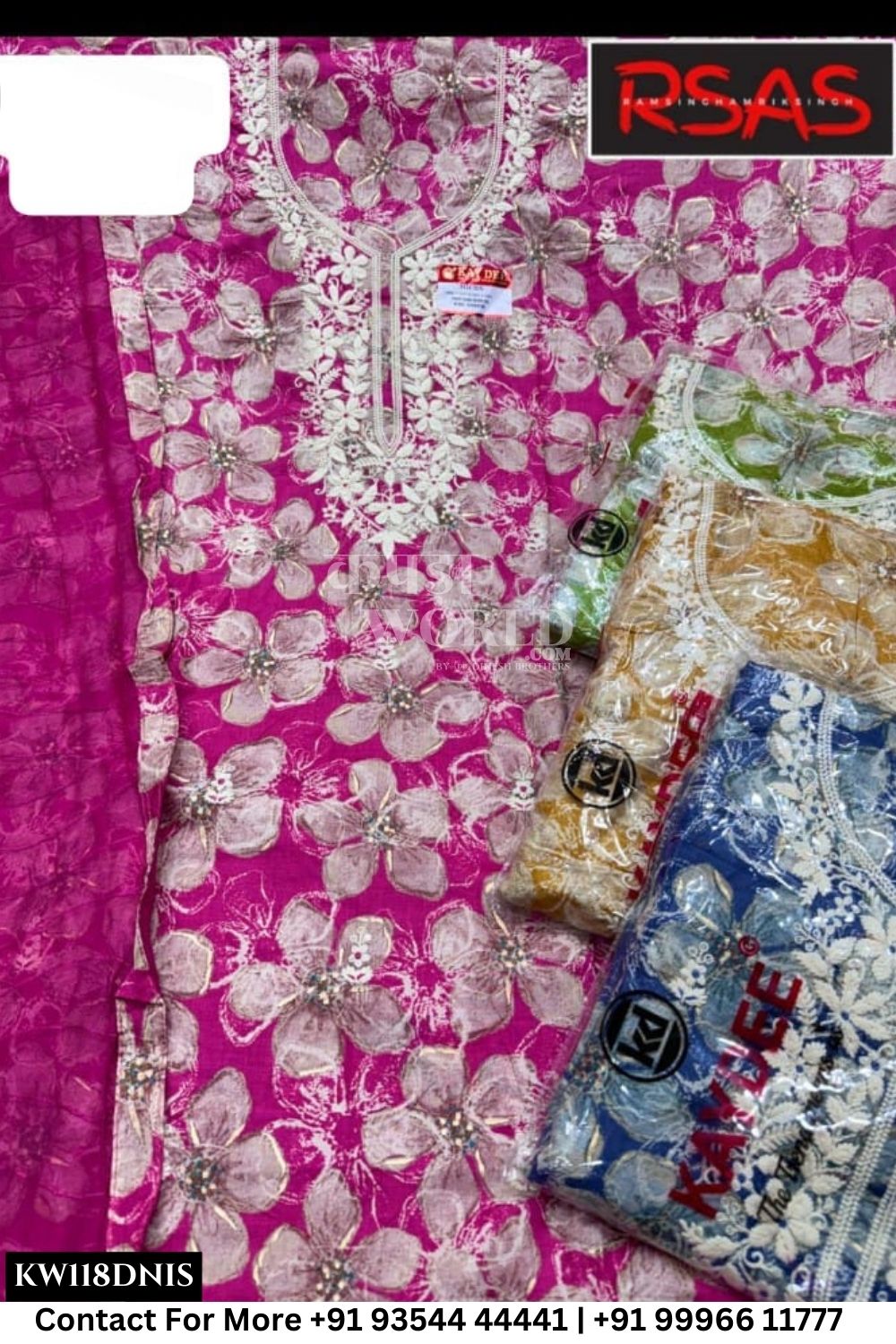 Kaydee - Fancy Cotton Suits With Half Work Pure Dupatta Patti:  (Set of 4)118No