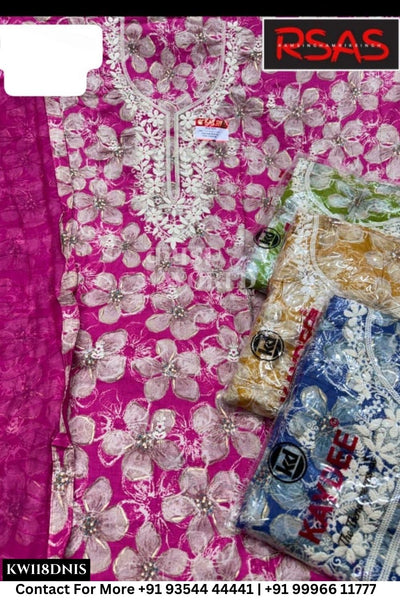 Kaydee - Fancy Cotton Suits With Half Work Pure Dupatta Patti:  (Set of 4)118No