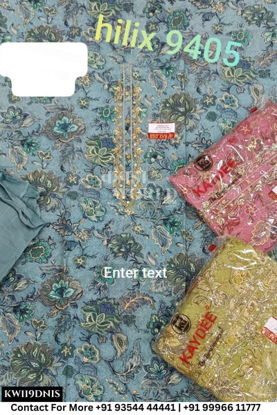Kaydee - Fancy Cotton Suits With Half Work Pure Dupatta Patti:  (Set of 3)119No