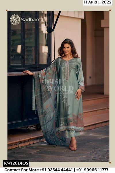 Sadhana Catalogue - Freya: Pure Muslin Silk Fancy Suit Catalog Exporter