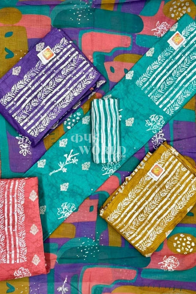 Ahmedabad Unstitched Cambric Suit with Chiffon Dupatta (Set of 4)123No