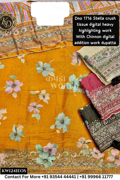 Kaydee - Fancy Cotton Suits With Half Work Pure Dupatta Patti:  (Set of 4)124No