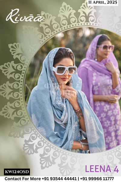 Rivaa Catalogue - Leena Vol 4 : Digital Printed Linen Suit Summer Wear Catalogs