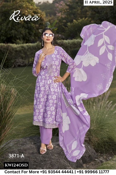 Rivaa Catalogue - Leena Vol 4 : Digital Printed Linen Suit Summer Wear Catalogs