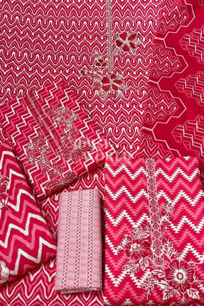 Ahmedabad Unstitched Cambric Suit with Chiffon Dupatta (Set of 4)126No