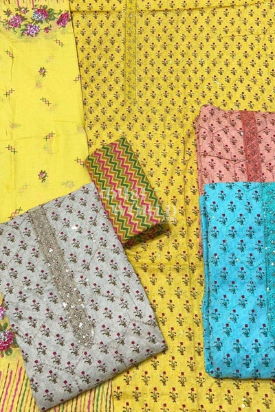 Ahmedabad Unstitched Cambric Suit with Chiffon Dupatta (Set of 4)133No