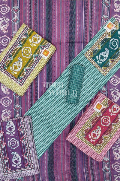 Ahmedabad Unstitched Cambric Suit with Chiffon Dupatta (Set of 4)134No