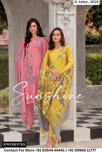 Rang Fashion Catalogue - SUNSHINE VOL-2: Swiss Lawn Cambric Digital print With Hand & Pitta Work