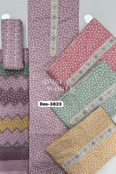 Ahmedabad Unstitched Cambric Suit with Chiffon Dupatta (Set of 4)140No