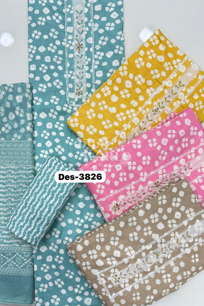 Ahmedabad Unstitched Cambric Suit with Chiffon Dupatta (Set of 4)141No