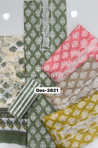 Ahmedabad Unstitched Cambric Suit with Chiffon Dupatta (Set of 4)145No