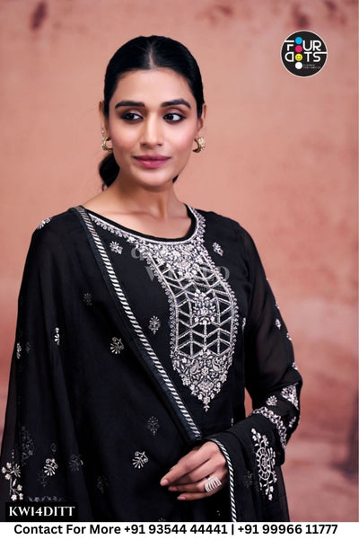 Fourdots Catalogue - Black Gold: Festive Design Organza Suit Catalog Wholesale
