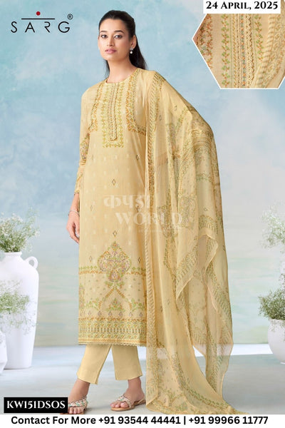 Sarg Catalogue - Mrunal: Pure Cotton Jacquard Suit Latest Summer Suits Catalogs