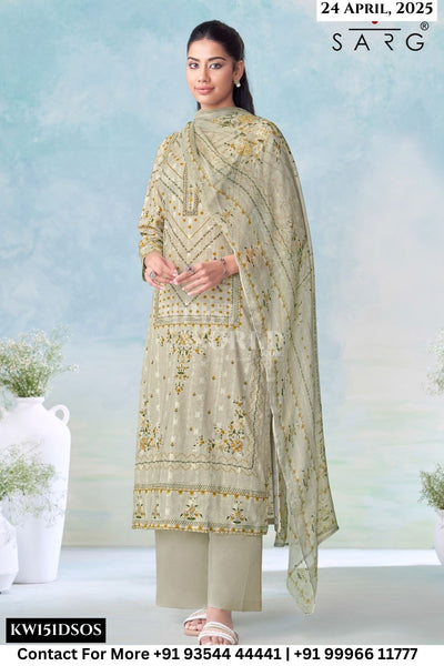 Sarg Catalogue - Mrunal: Pure Cotton Jacquard Suit Latest Summer Suits Catalogs