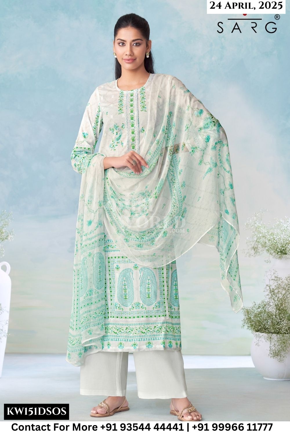 Sarg Catalogue - Mrunal: Pure Cotton Jacquard Suit Latest Summer Suits Catalogs