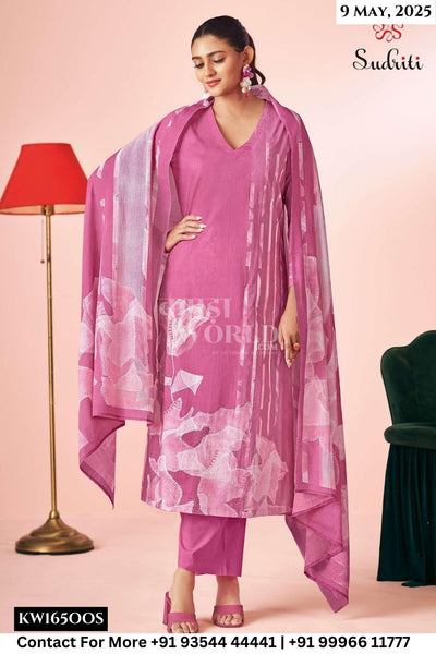 Sudriti Catalogue - Bahar: Pure Cotton Ladies Salwar Suit Catalog Wholesalers