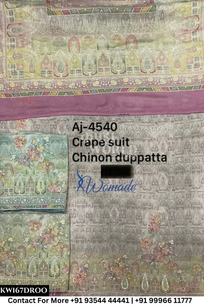 Womade - : Unsitched Crape Suit With Chinnon Dupatta (Set of 3)167No