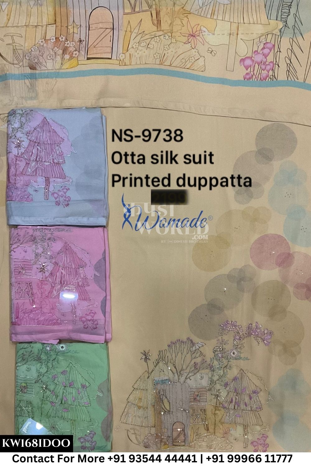 Womade - : Unsitched Otta Silk Suit With Printed Dupatta (Set of 4)168No