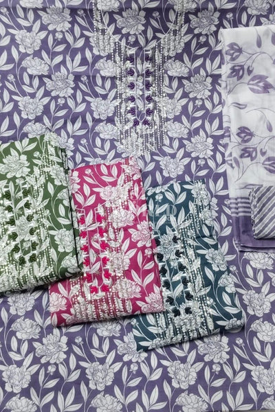 Ahmedabad Unstitched Cambric Suit with Chiffon Dupatta (Set of 4)169No