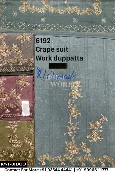 Womade - : Unsitched Crape Suit With Work Dupatta (Set of 4)170No
