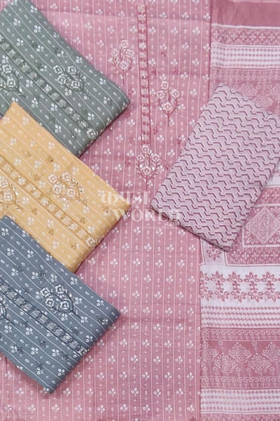 Ahmedabad Unstitched Cambric Suit with Chiffon Dupatta (Set of 4)171No