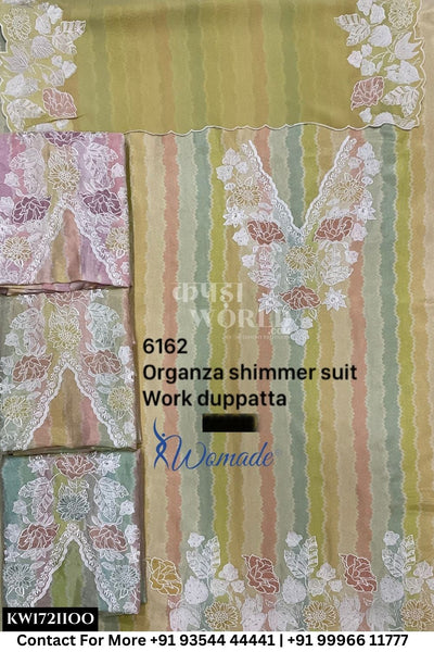 Womade - : Unsitched Organza Shimmer Suit With Work Dupatta (Set of 4)172No