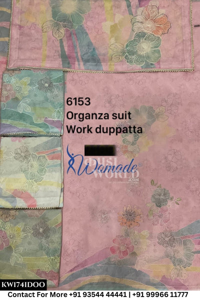 Womade - : Unsitched Organza Suit With Work Dupatta (Set of 4)174No