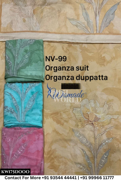 Womade - : Unsitched Organza Suit With Organza Dupatta (Set of 4)175No