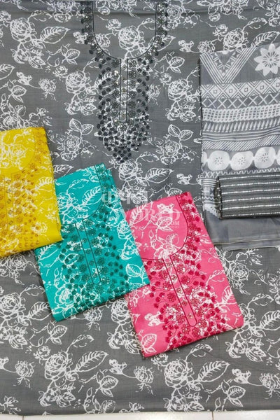 Ahmedabad Unstitched Cambric Suit with Chiffon Dupatta (Set of 4)175No