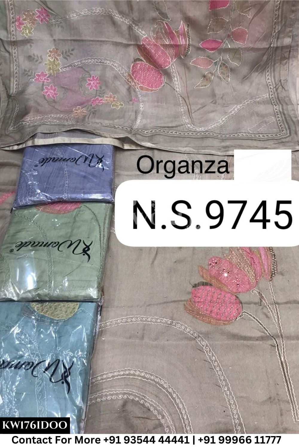 Womade - : Unsitched Organza Suit With  Dupatta (Set of 4)176No